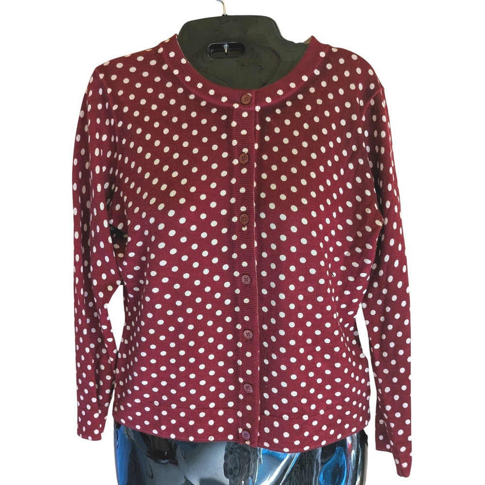 J.Crew Cardigan S Preppy Polka Dot Merino Wool Dark Academia Classic Retro Twee